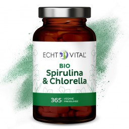 ECHT VITAL Bio Spirulina und Chlorella - 1 Glas mit 365 Presslingen
